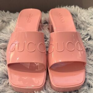 Gucci Women's Pink Logo Mules